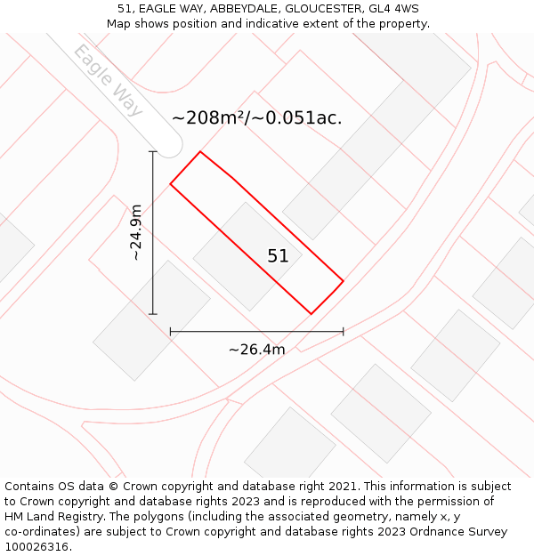 51, EAGLE WAY, ABBEYDALE, GLOUCESTER, GL4 4WS: Plot and title map
