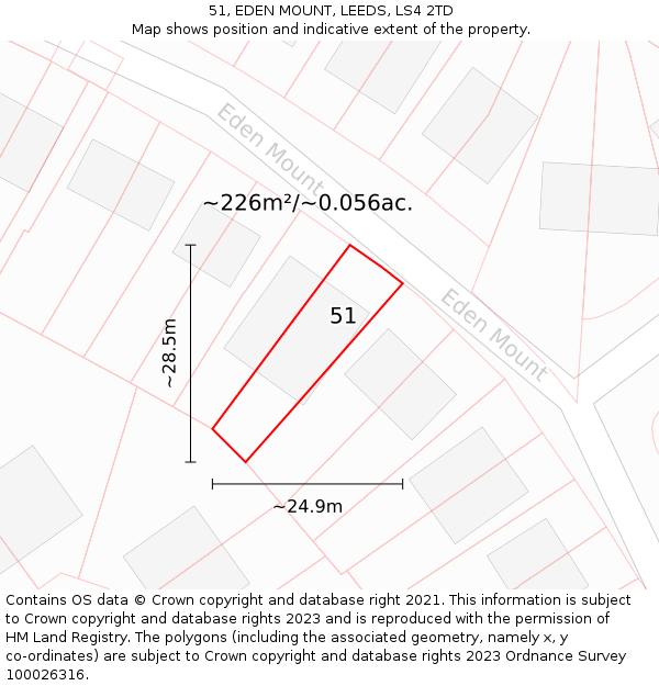 51, EDEN MOUNT, LEEDS, LS4 2TD: Plot and title map