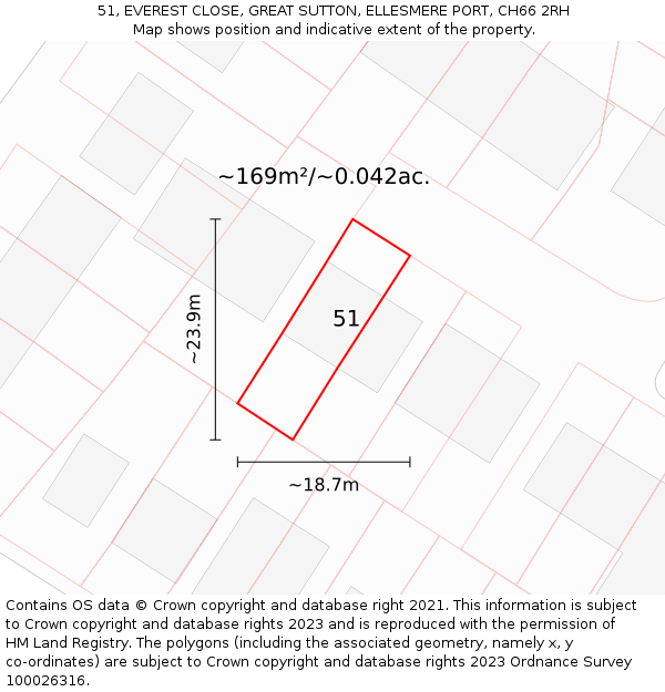 51, EVEREST CLOSE, GREAT SUTTON, ELLESMERE PORT, CH66 2RH: Plot and title map