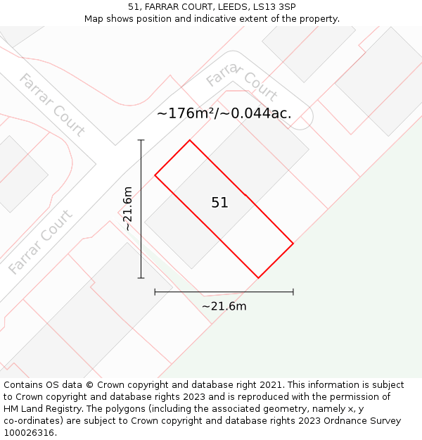 51, FARRAR COURT, LEEDS, LS13 3SP: Plot and title map