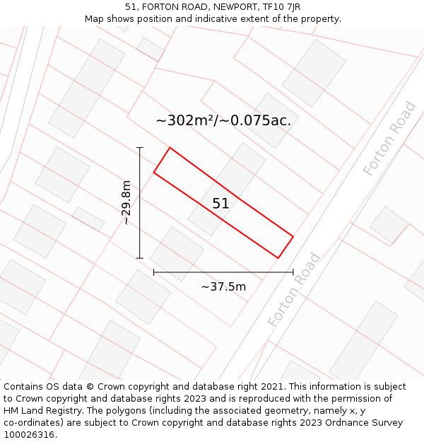 51, FORTON ROAD, NEWPORT, TF10 7JR: Plot and title map