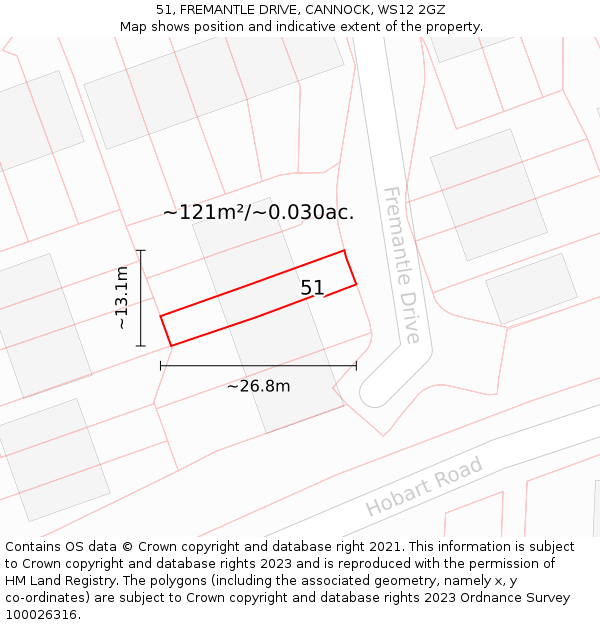 51, FREMANTLE DRIVE, CANNOCK, WS12 2GZ: Plot and title map