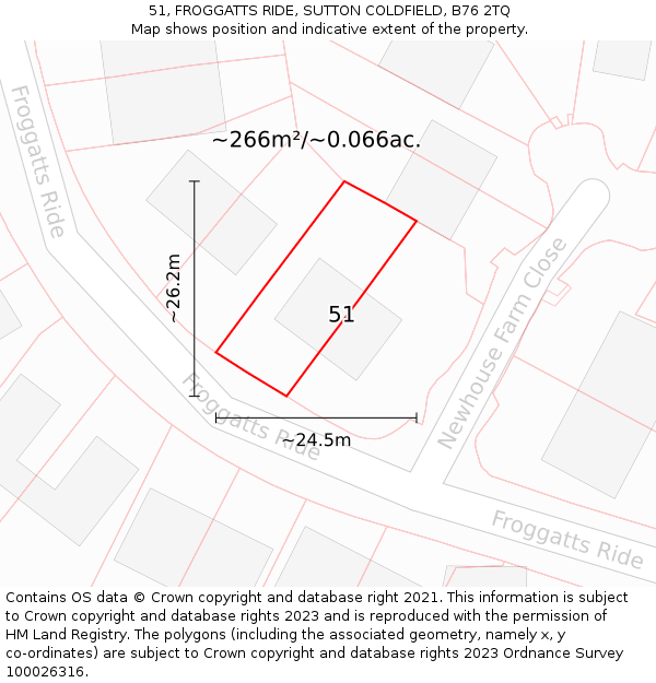 51, FROGGATTS RIDE, SUTTON COLDFIELD, B76 2TQ: Plot and title map