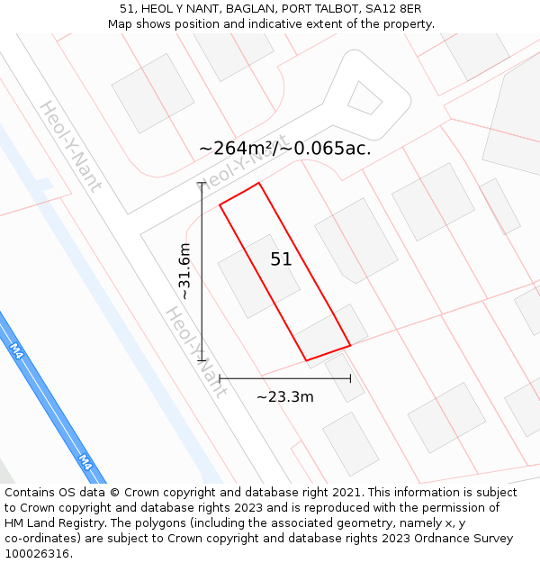 51, HEOL Y NANT, BAGLAN, PORT TALBOT, SA12 8ER: Plot and title map