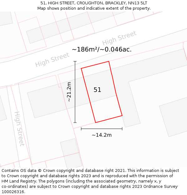 51, HIGH STREET, CROUGHTON, BRACKLEY, NN13 5LT: Plot and title map