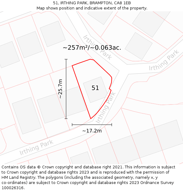 51, IRTHING PARK, BRAMPTON, CA8 1EB: Plot and title map