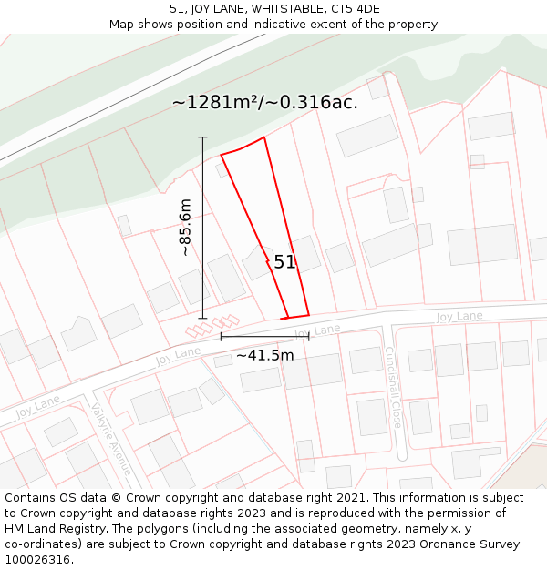 51, JOY LANE, WHITSTABLE, CT5 4DE: Plot and title map