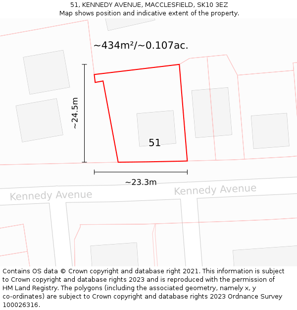 51, KENNEDY AVENUE, MACCLESFIELD, SK10 3EZ: Plot and title map