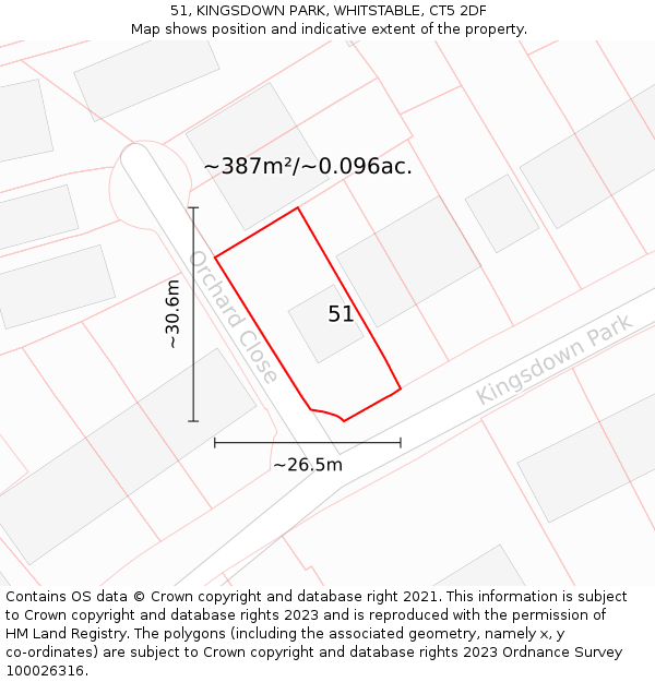 51, KINGSDOWN PARK, WHITSTABLE, CT5 2DF: Plot and title map