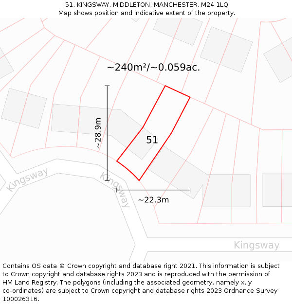 51, KINGSWAY, MIDDLETON, MANCHESTER, M24 1LQ: Plot and title map