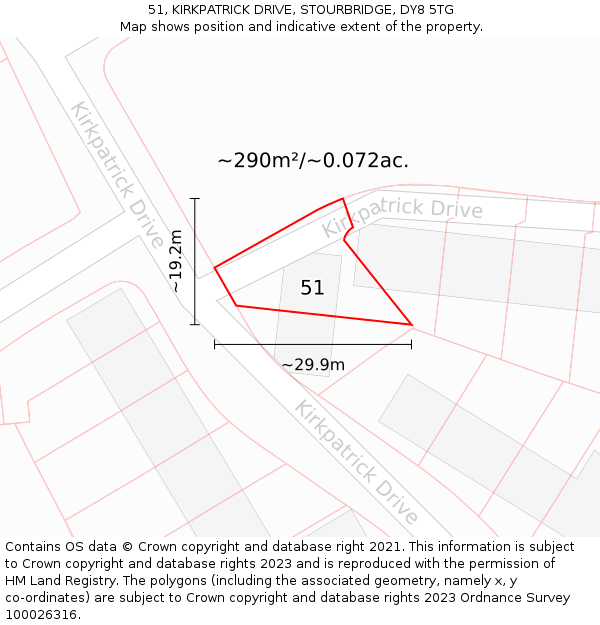51, KIRKPATRICK DRIVE, STOURBRIDGE, DY8 5TG: Plot and title map