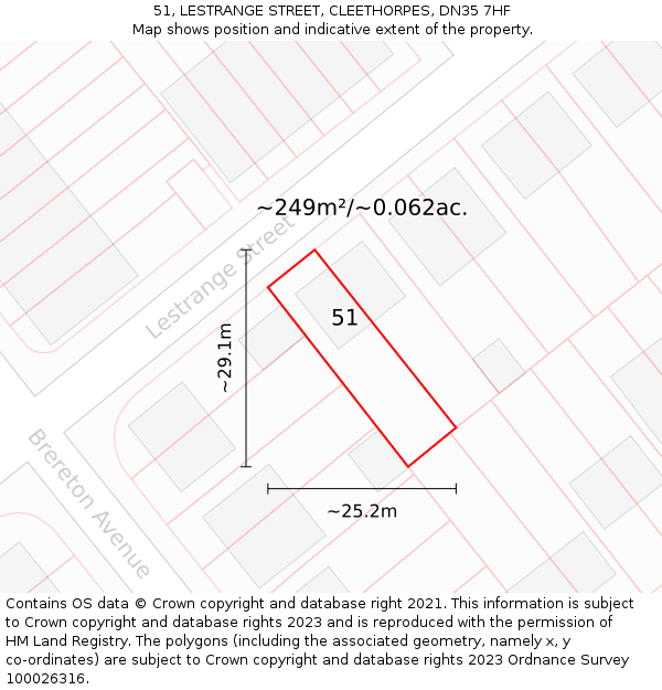 51, LESTRANGE STREET, CLEETHORPES, DN35 7HF: Plot and title map