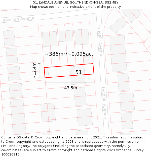 51, LYNDALE AVENUE, SOUTHEND-ON-SEA, SS2 4BY: Plot and title map