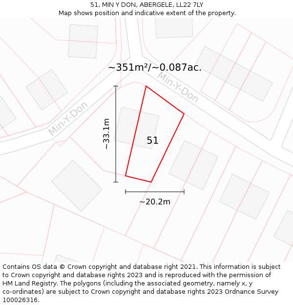 51, MIN Y DON, ABERGELE, LL22 7LY: Plot and title map