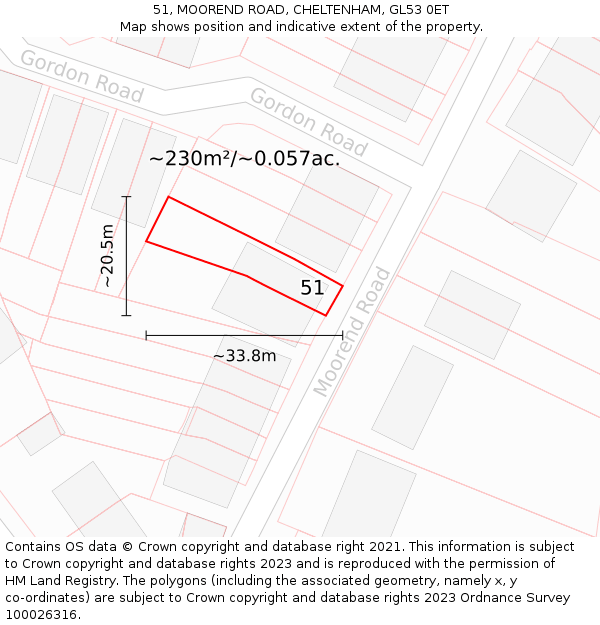 51, MOOREND ROAD, CHELTENHAM, GL53 0ET: Plot and title map
