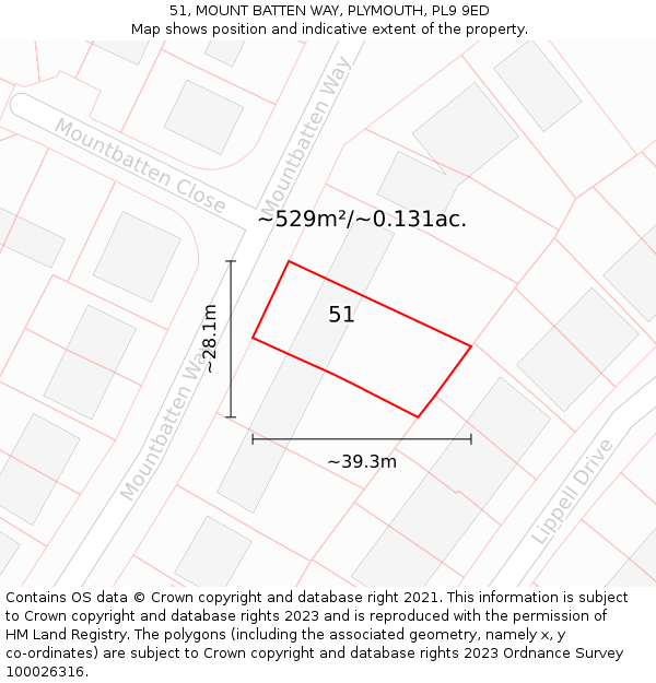 51, MOUNT BATTEN WAY, PLYMOUTH, PL9 9ED: Plot and title map
