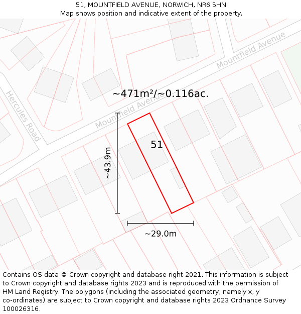 51, MOUNTFIELD AVENUE, NORWICH, NR6 5HN: Plot and title map