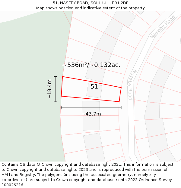 51, NASEBY ROAD, SOLIHULL, B91 2DR: Plot and title map