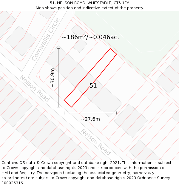 51, NELSON ROAD, WHITSTABLE, CT5 1EA: Plot and title map
