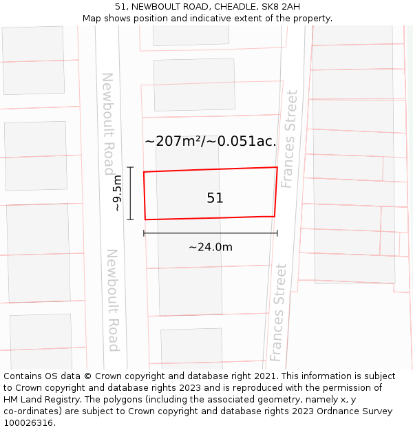 51, NEWBOULT ROAD, CHEADLE, SK8 2AH: Plot and title map
