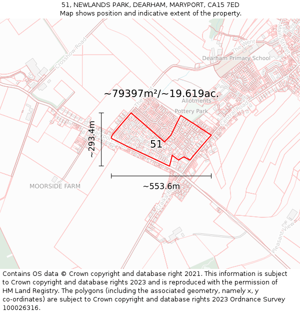 51, NEWLANDS PARK, DEARHAM, MARYPORT, CA15 7ED: Plot and title map