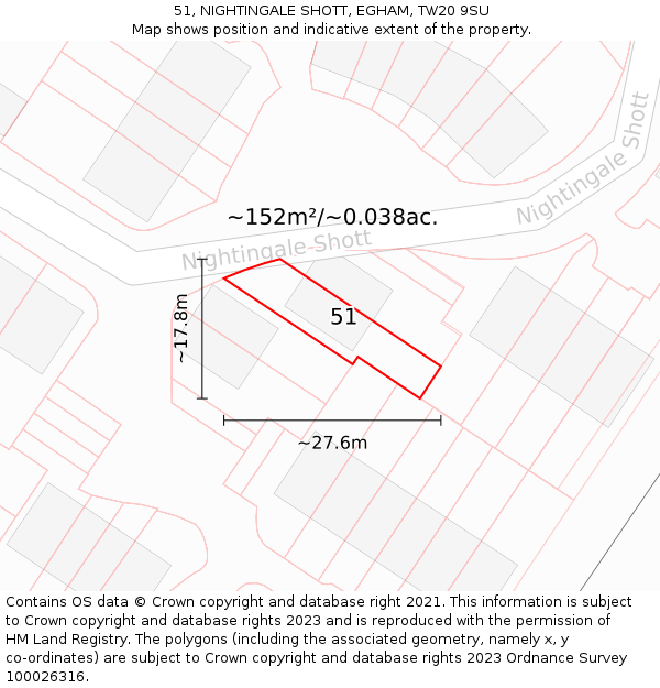51, NIGHTINGALE SHOTT, EGHAM, TW20 9SU: Plot and title map