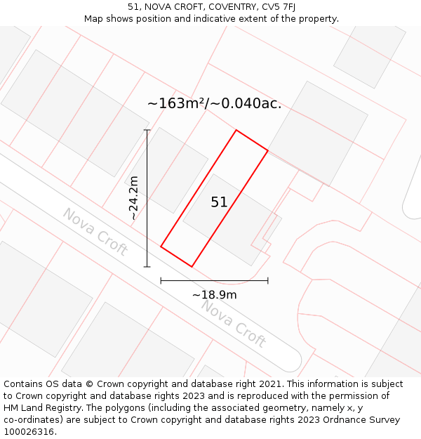 51, NOVA CROFT, COVENTRY, CV5 7FJ: Plot and title map