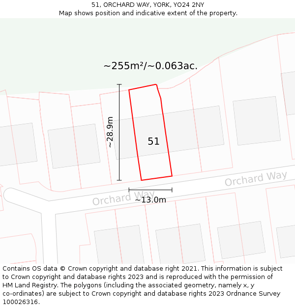 51, ORCHARD WAY, YORK, YO24 2NY: Plot and title map