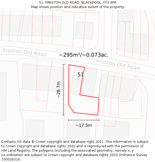51, PRESTON OLD ROAD, BLACKPOOL, FY3 9PR: Plot and title map