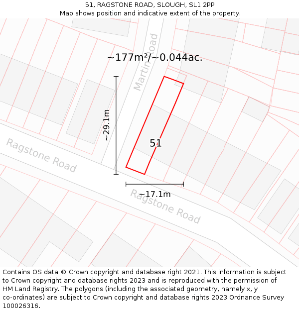 51, RAGSTONE ROAD, SLOUGH, SL1 2PP: Plot and title map