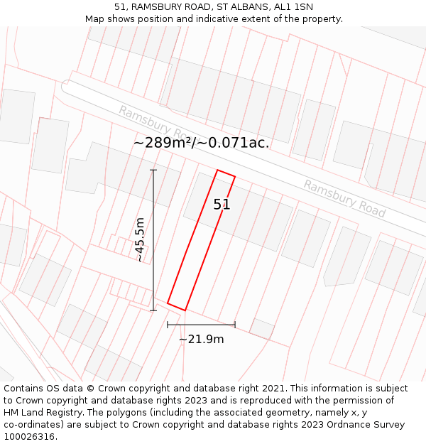 51, RAMSBURY ROAD, ST ALBANS, AL1 1SN: Plot and title map