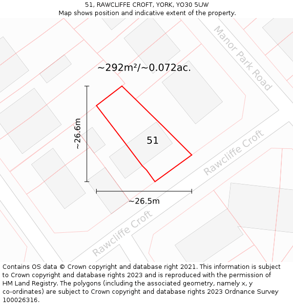 51, RAWCLIFFE CROFT, YORK, YO30 5UW: Plot and title map