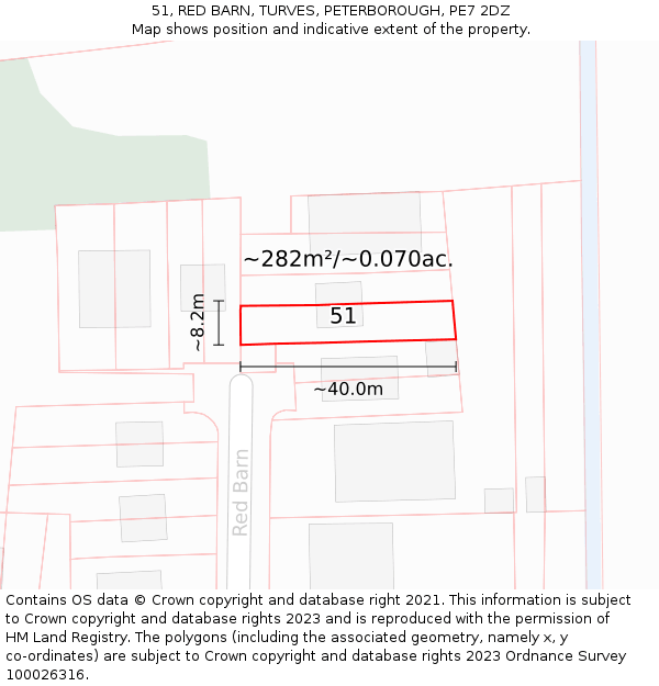 51, RED BARN, TURVES, PETERBOROUGH, PE7 2DZ: Plot and title map
