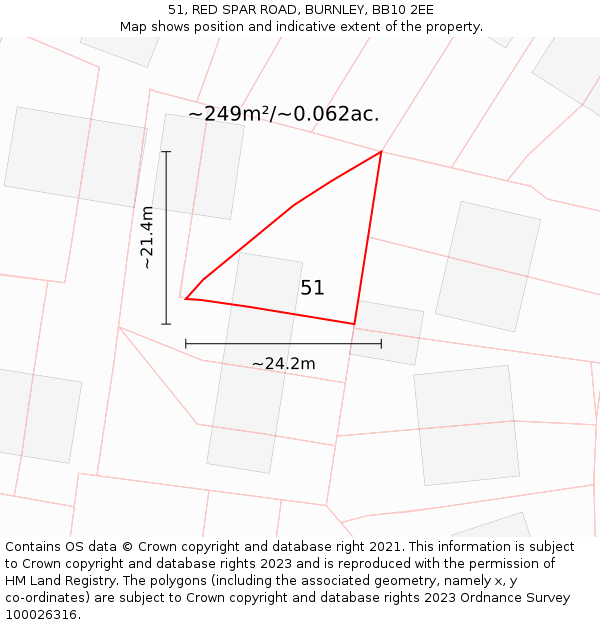 51, RED SPAR ROAD, BURNLEY, BB10 2EE: Plot and title map