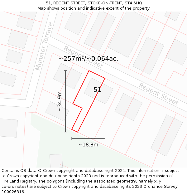 51, REGENT STREET, STOKE-ON-TRENT, ST4 5HQ: Plot and title map