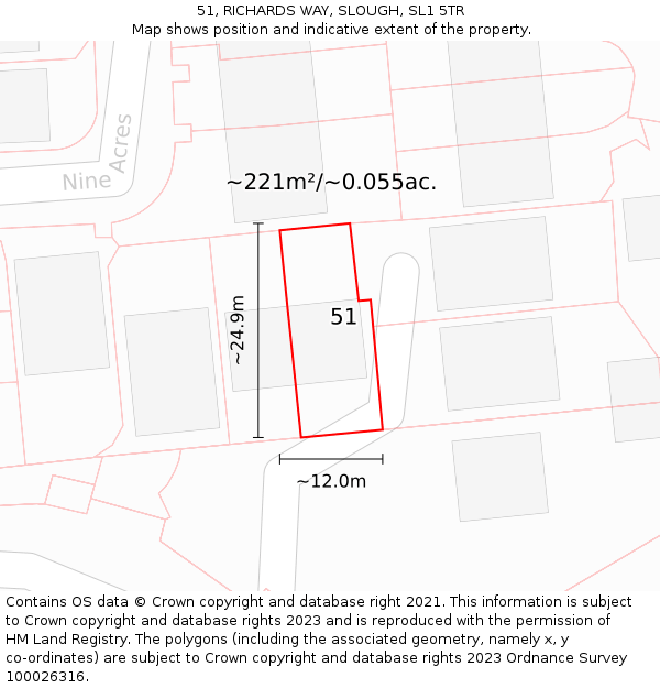 51, RICHARDS WAY, SLOUGH, SL1 5TR: Plot and title map