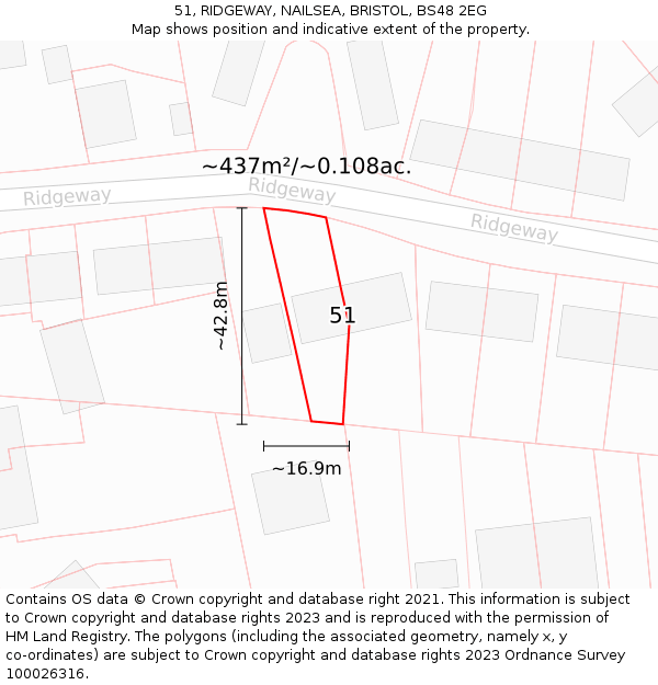 51, RIDGEWAY, NAILSEA, BRISTOL, BS48 2EG: Plot and title map