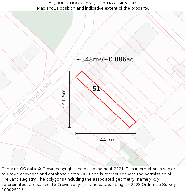 51, ROBIN HOOD LANE, CHATHAM, ME5 9NR: Plot and title map