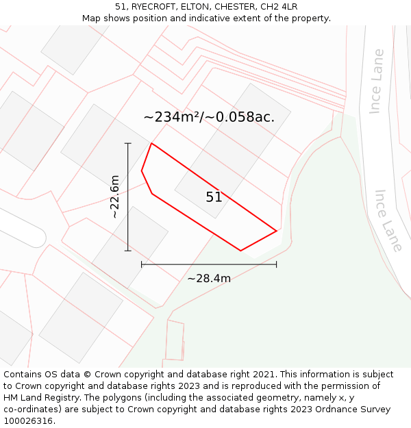 51, RYECROFT, ELTON, CHESTER, CH2 4LR: Plot and title map