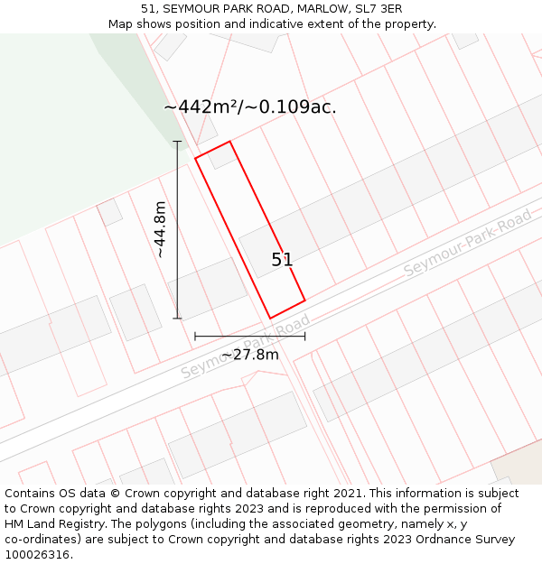 51, SEYMOUR PARK ROAD, MARLOW, SL7 3ER: Plot and title map