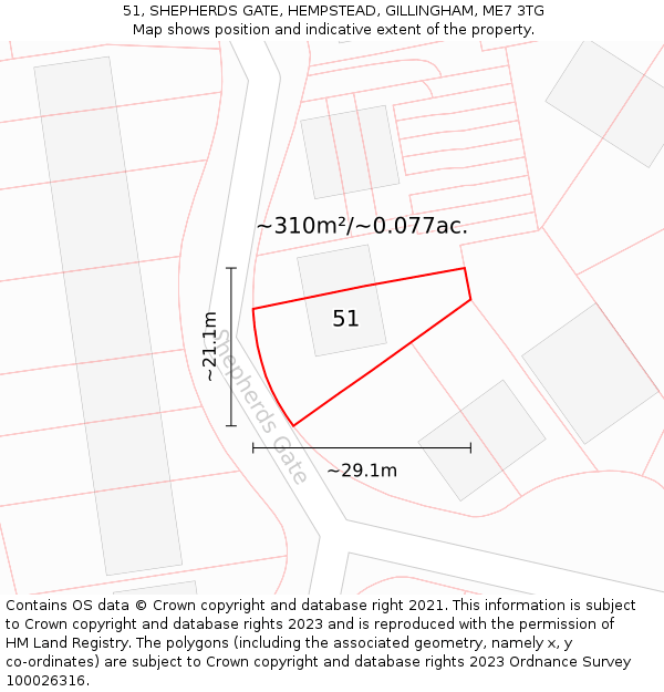 51, SHEPHERDS GATE, HEMPSTEAD, GILLINGHAM, ME7 3TG: Plot and title map