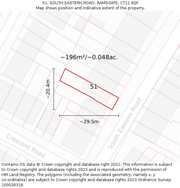 51, SOUTH EASTERN ROAD, RAMSGATE, CT11 9QF: Plot and title map