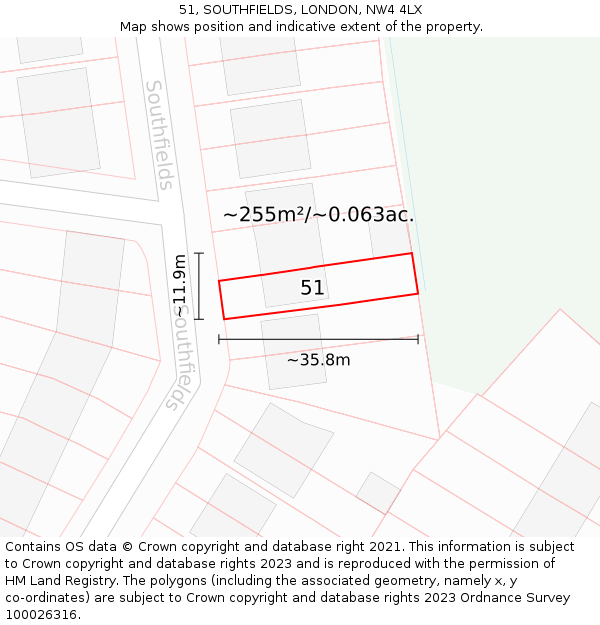 51, SOUTHFIELDS, LONDON, NW4 4LX: Plot and title map