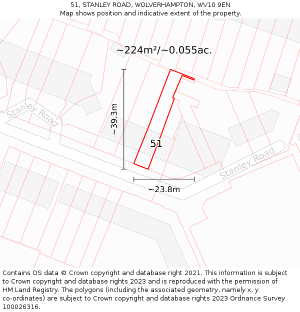 51, STANLEY ROAD, WOLVERHAMPTON, WV10 9EN: Plot and title map