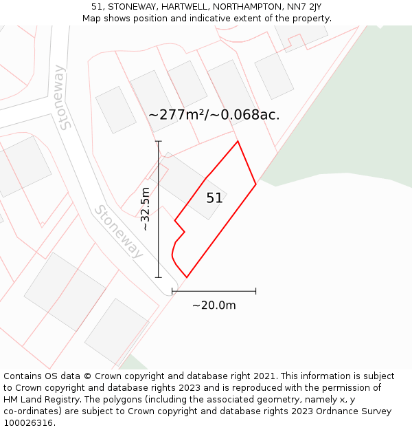 51, STONEWAY, HARTWELL, NORTHAMPTON, NN7 2JY: Plot and title map