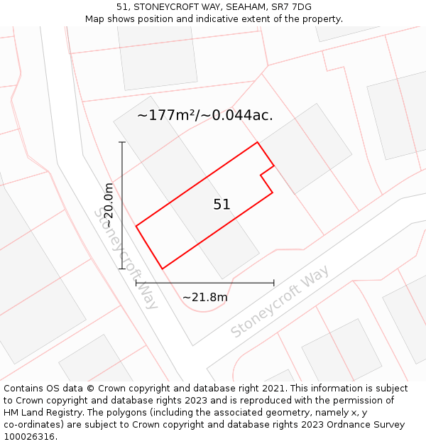 51, STONEYCROFT WAY, SEAHAM, SR7 7DG: Plot and title map