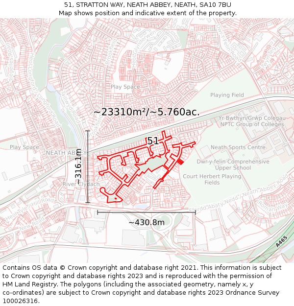 51, STRATTON WAY, NEATH ABBEY, NEATH, SA10 7BU: Plot and title map