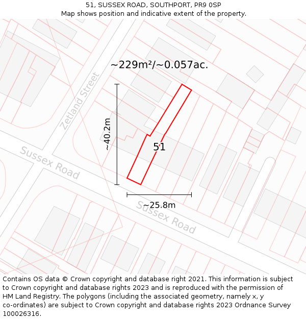 51, SUSSEX ROAD, SOUTHPORT, PR9 0SP: Plot and title map