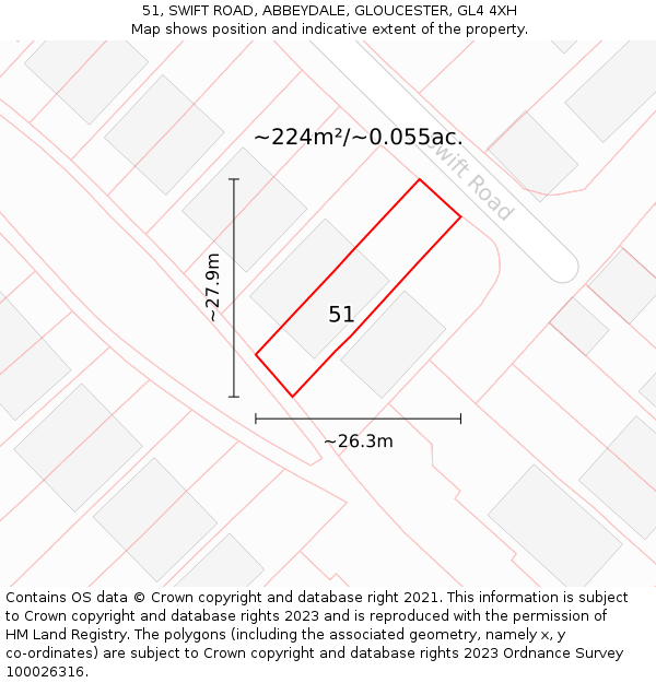 51, SWIFT ROAD, ABBEYDALE, GLOUCESTER, GL4 4XH: Plot and title map