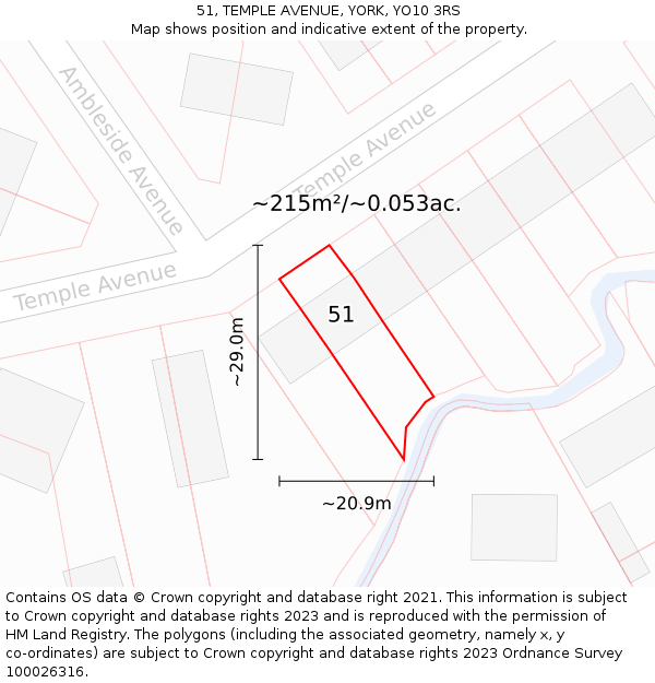 51, TEMPLE AVENUE, YORK, YO10 3RS: Plot and title map